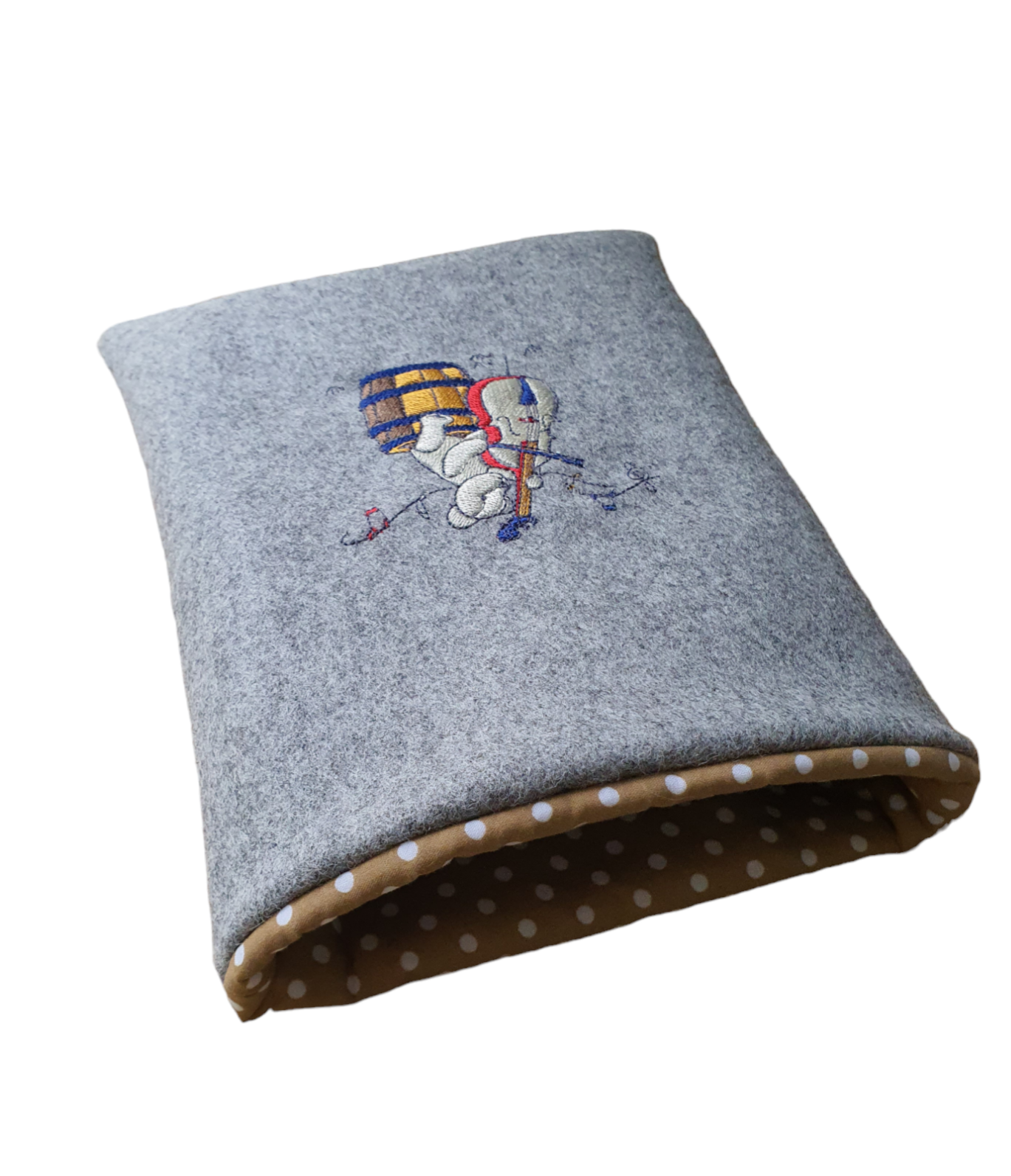 Handmade Padded Embroidered Book Cover - Book Lovers Gift - Musical Instrument