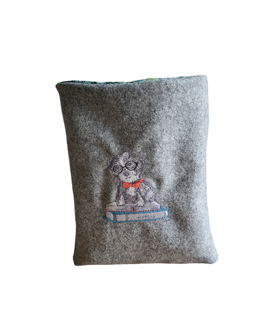 Handmade Embroidered Padded Book Pouch - Book Lovers Gift