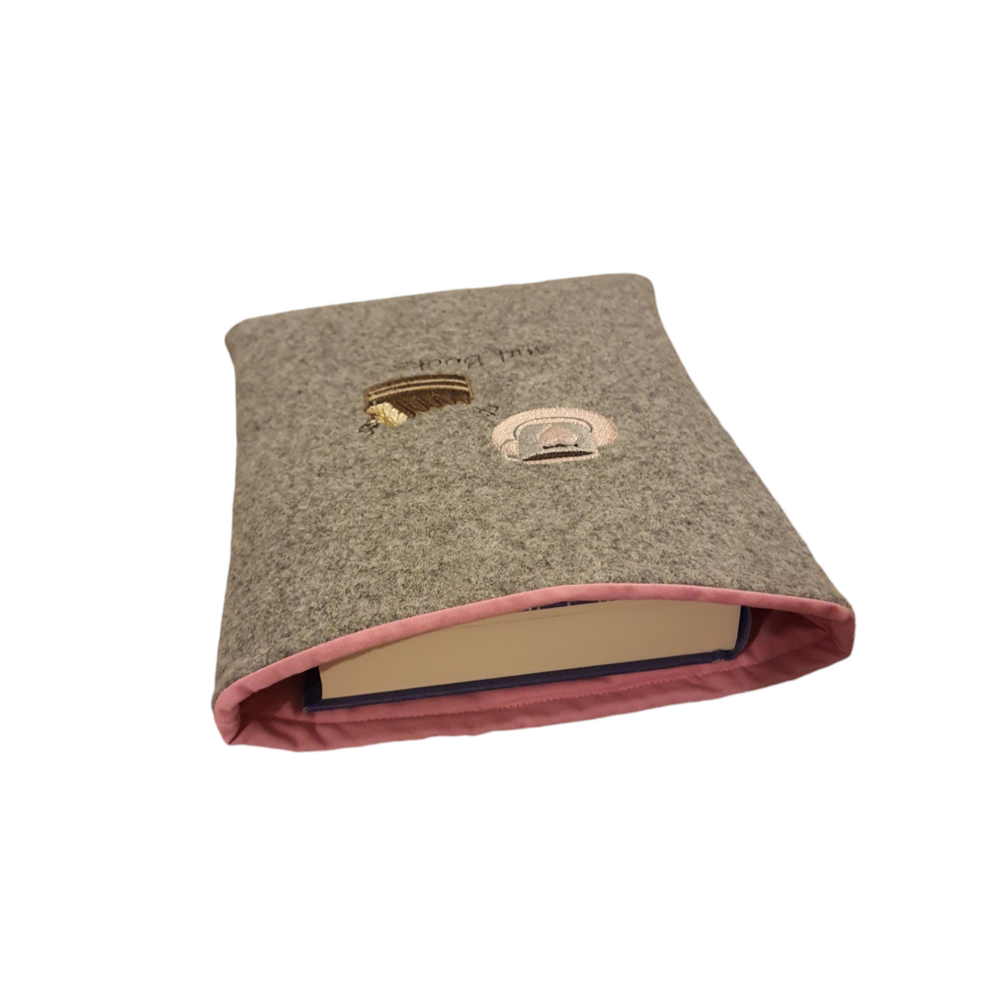 Handmade Embroidered Padded Book Pouch, Book Lovers Gift, Book Sleeve, Bookworm Gift, Kindle, Tablet, e-Reader Pouch
