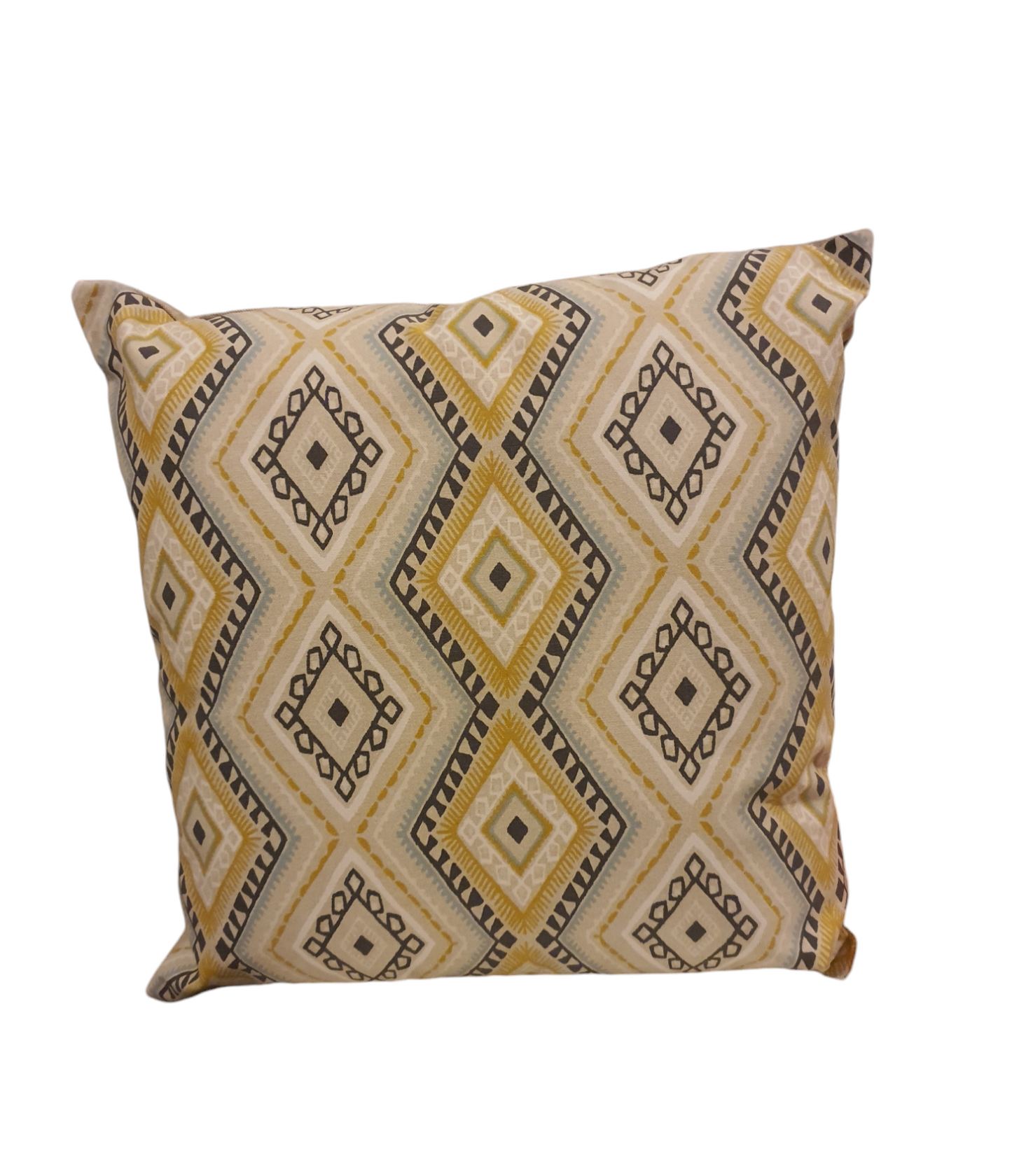 Handmade Ochre Grey Blue Karlstad Fabric Zipped Cushion Cover