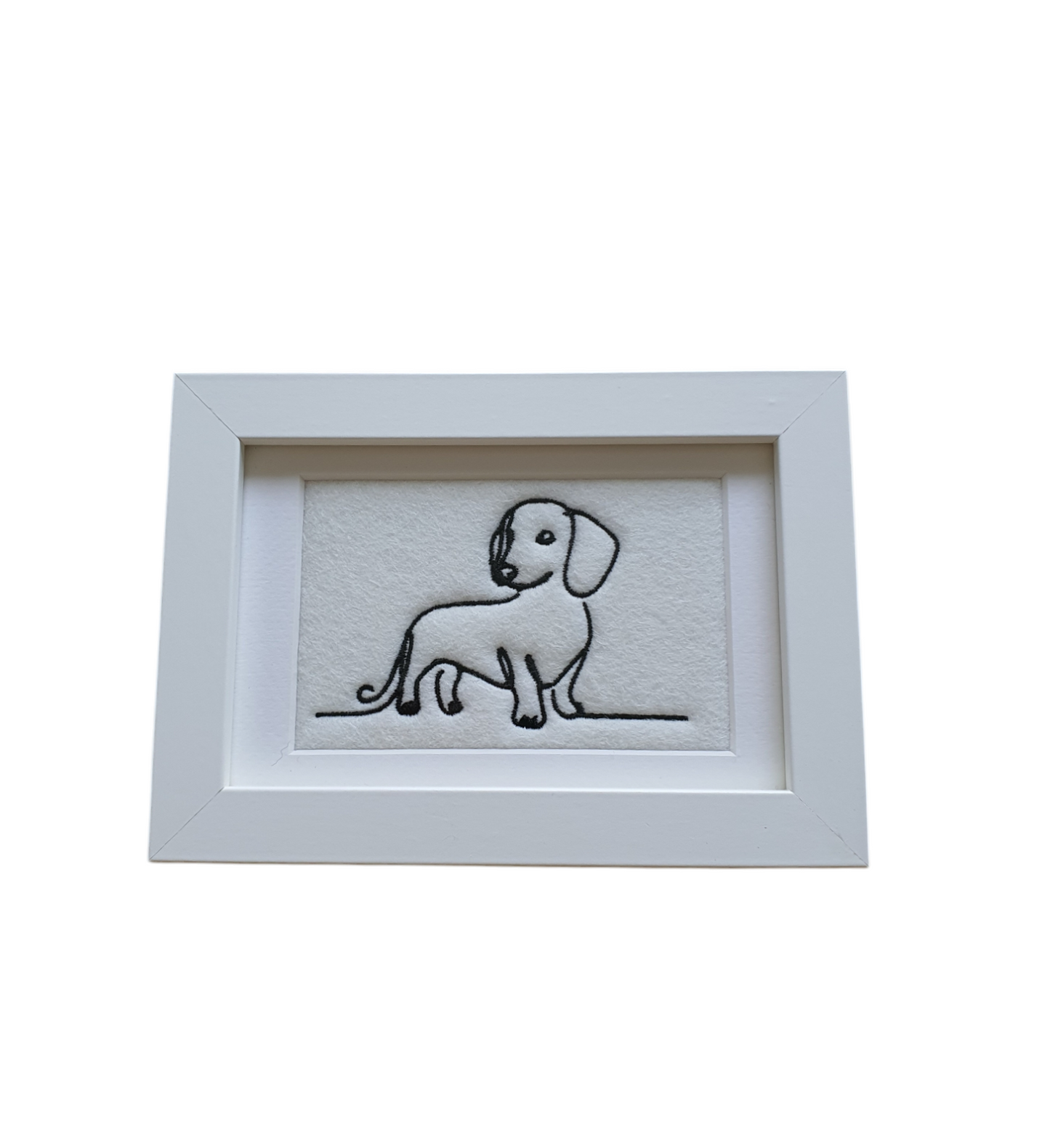 Dachshund Embroidered Black Silhouette in White Frame - Dog Lovers Gift