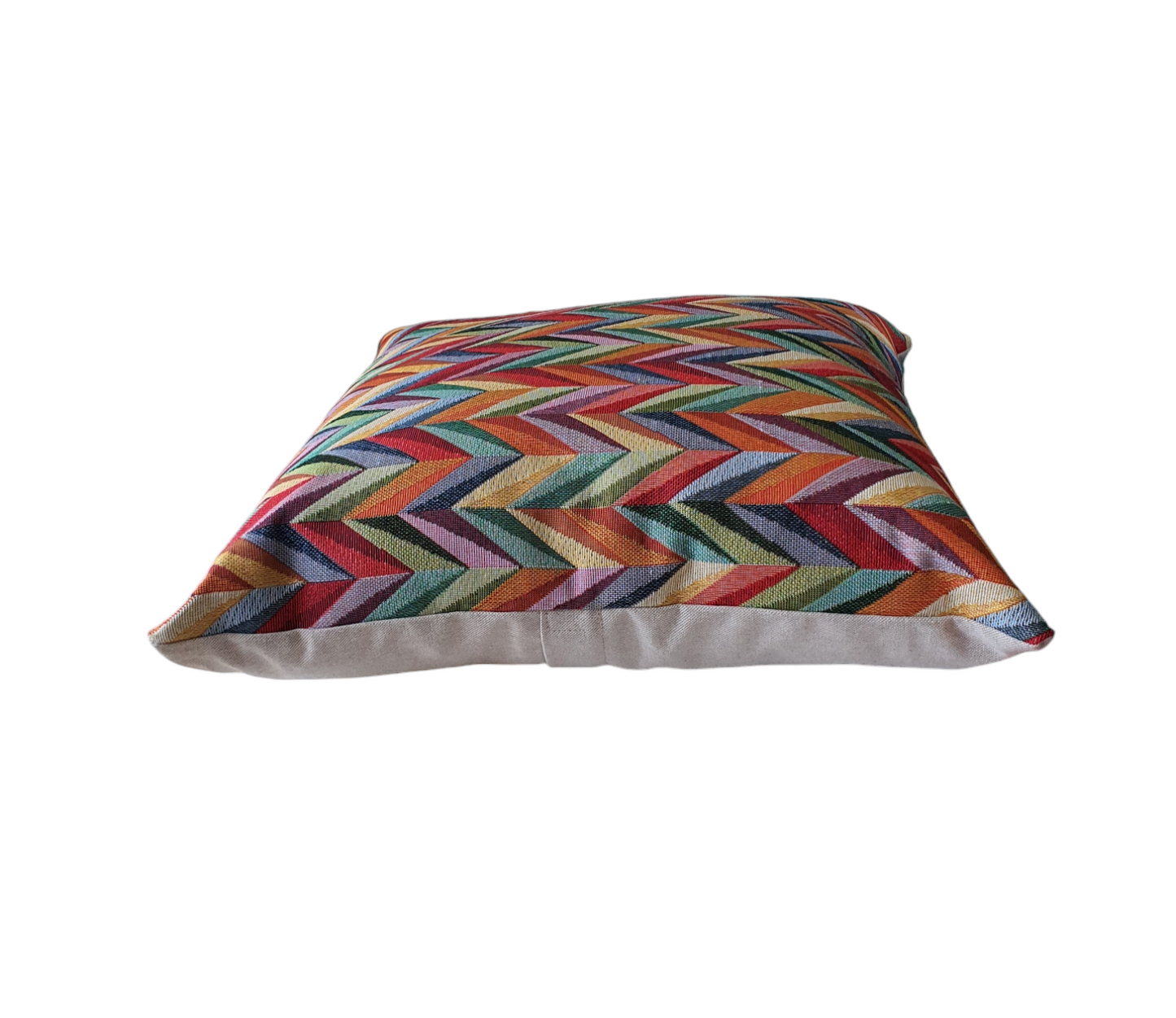 Handmade Zipped Tapestry Rainbow Multicolour Chevron Fabric Cushion Cover