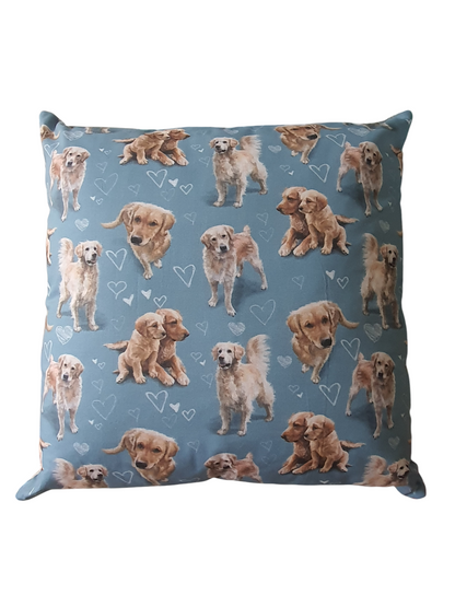 Handmade Golden Retriever Pattern Zipped Cushion Cover - Dog Lovers Gift
