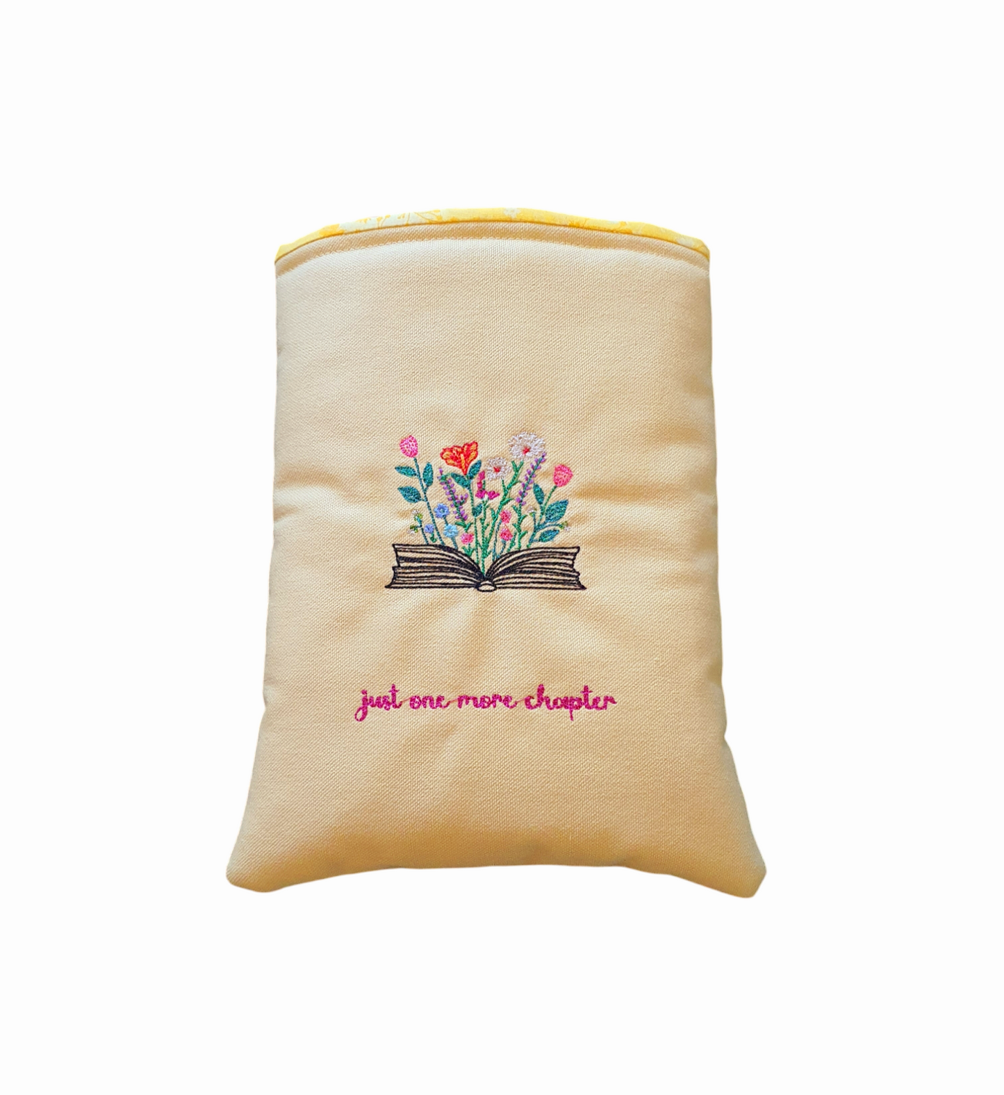 Handmade Embroidered Padded Book Pouch, Book Lovers Gift, Bookworm Gift, Book Accessory, Book Bag, Book Protector