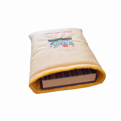 Handmade Embroidered Padded Book Pouch, Book Lovers Gift, Bookworm Gift, Book Accessory, Book Bag, Book Protector