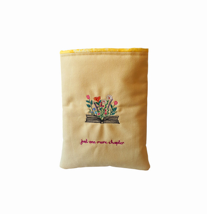Handmade Embroidered Padded Book Pouch, Book Lovers Gift, Bookworm Gift, Book Accessory, Book Bag, Book Protector