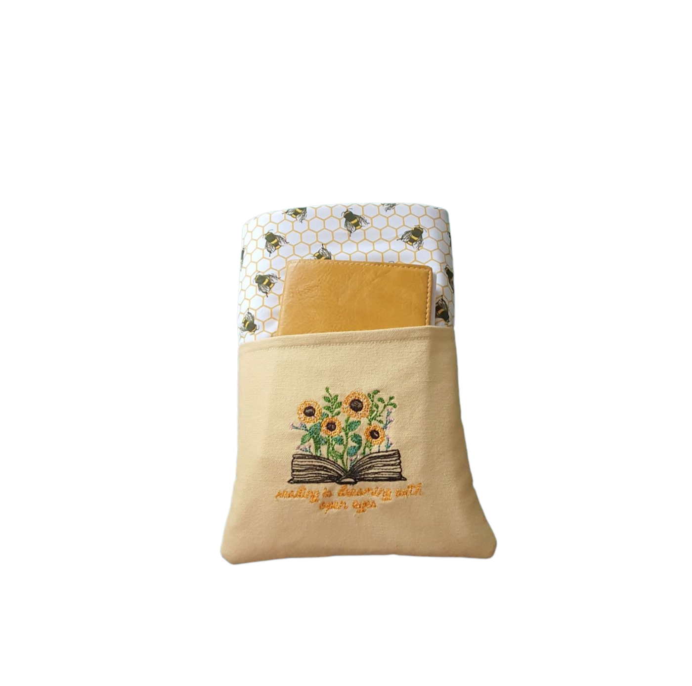 The front embroidered pocket is useful to store a notebook, as indicated, but please note this is not included.