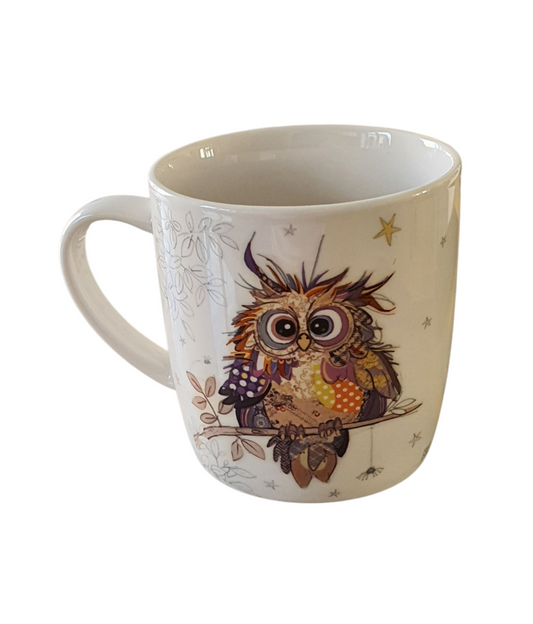 Bug Art Otto Owl Mug in a quirky and whimsical patchwork design. The Bug Art mug would be a lovely gift for someone who loves owls.  The mug is 8cm x 8cm x 10cm.  The mug matches the Otto Owl Coaster also on our website.