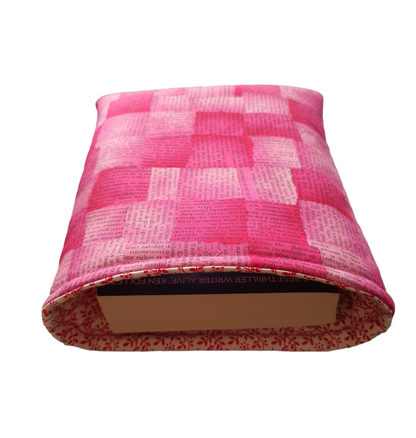 Padded Pink Book Sleeve - Book Pouch and Protector for Book Lovers, Book Worms, and an Ideal Book Gift