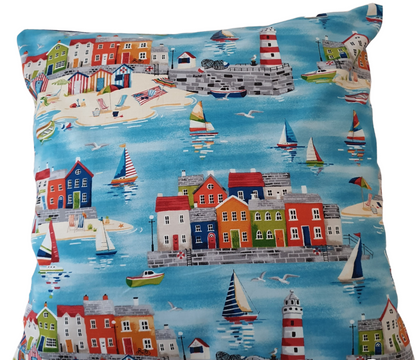 Beside the Sea Harbour - Handmade Cushion Cover (17x17)