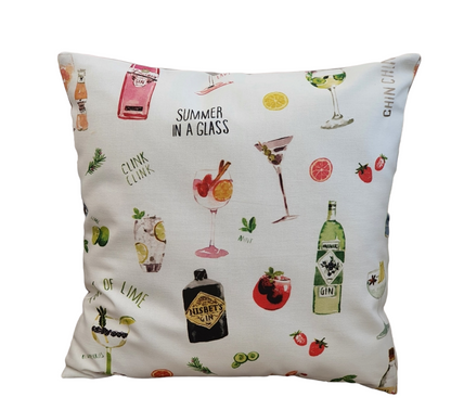 Happy Hour Cocktails - Handmade Cushion Cover (18x18)