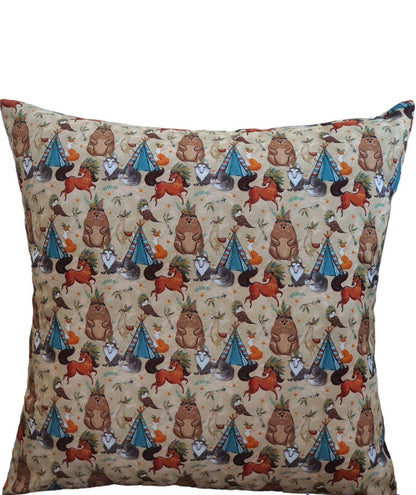 Woodland Animals - Handmade Zipped Cushion Cover (18"x18")