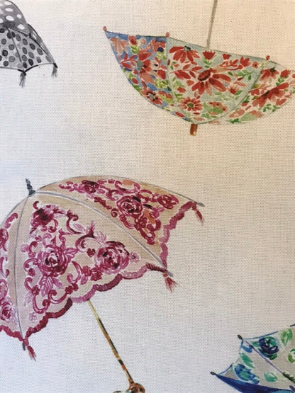 Floral Umbrella - Handmade Pink/Blue Zipped Cushion Cover (18x18)
