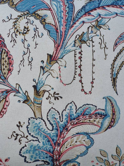 Ophelia Leaf Clarke & Clarke Fabric - Handmade Blue Cushion Cover (18x18)