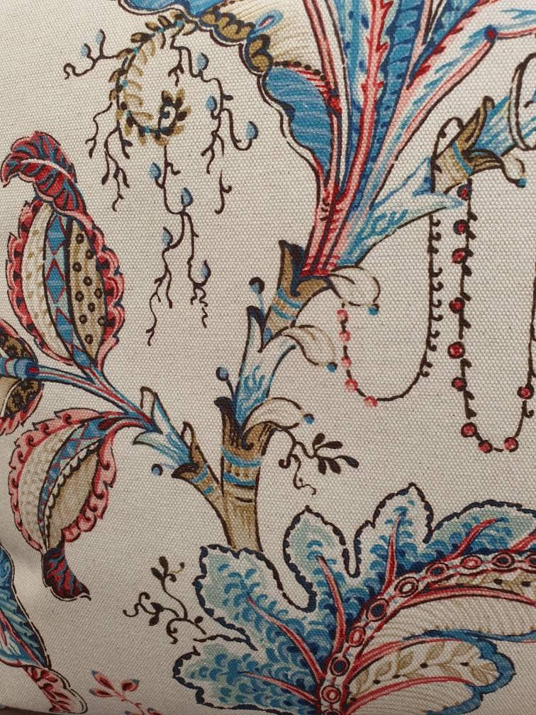 Ophelia Leaf Clarke & Clarke Fabric - Handmade Blue Cushion Cover (18x18)