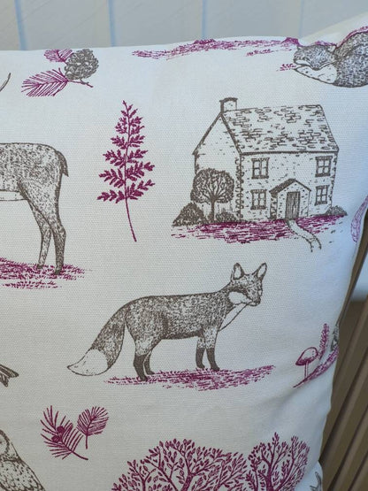 Woodland, Forest Animals - Handmade Cushion Cover (18x18)