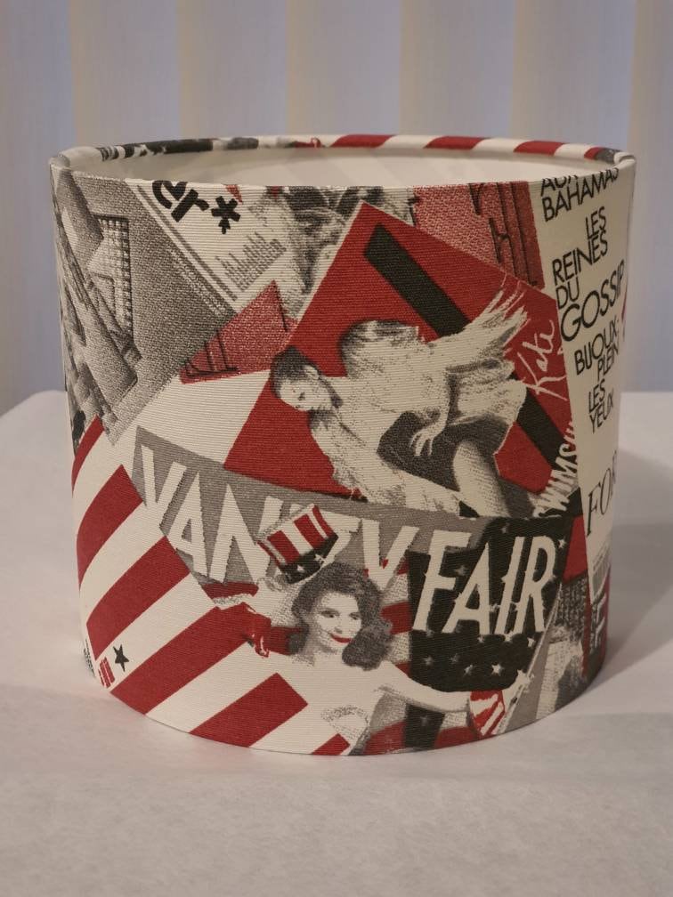 Fashion Magazines Fabric Lampshade - 20cm Handmade Drum Lampshade