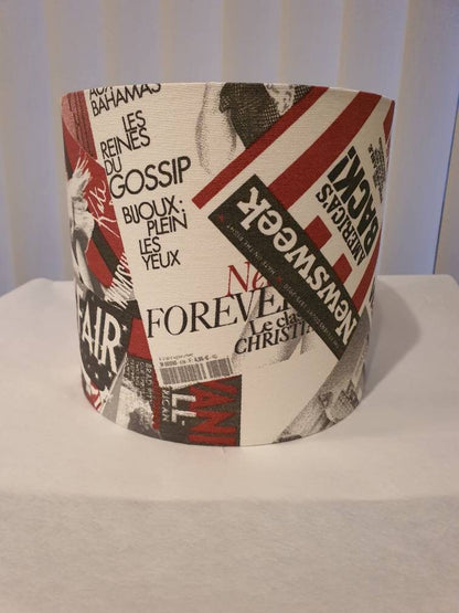 Fashion Magazines Fabric Lampshade - 20cm Handmade Drum Lampshade