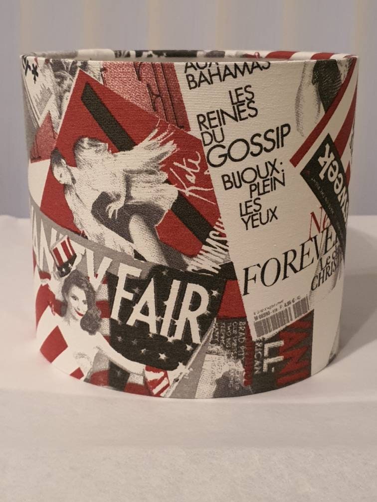 Fashion Magazines Fabric Lampshade - 20cm Handmade Drum Lampshade