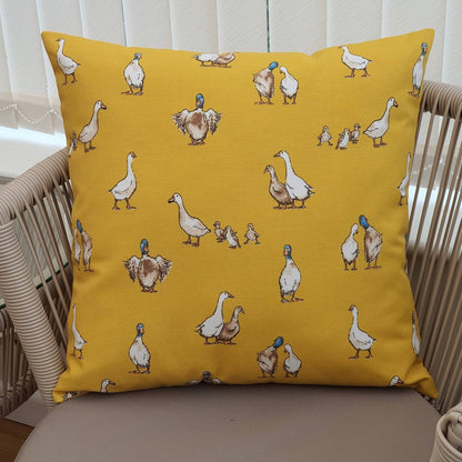 Duck, Quackers - Handmade Yellow Cushion Cover (18x18)