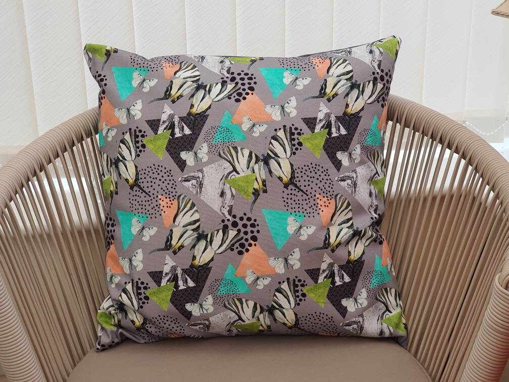 Butterfly Tropical Pattern - Handmade Cushion Cover (17x17)