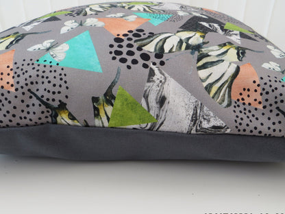 Butterfly Tropical Pattern Fabric - Handmade Zipped Cushion Cover (17inch x17inch)