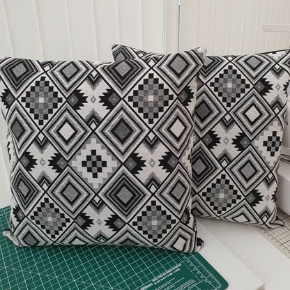 New World Patchwork - Handmade White & Black Zipped Cushion Cover (18x18)