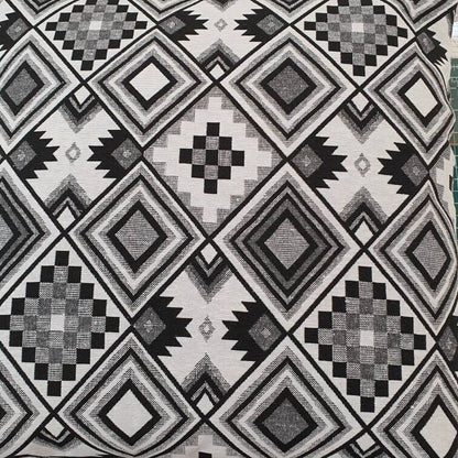 New World Patchwork - Handmade White & Black Zipped Cushion Cover (18x18)