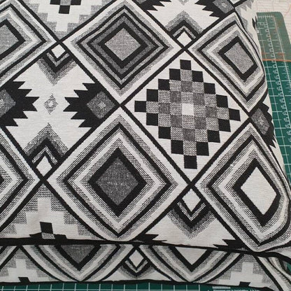 New World Patchwork - Handmade White & Black Zipped Cushion Cover (18x18)