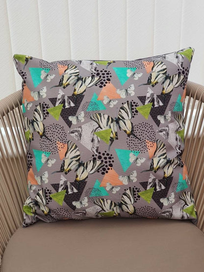 Butterfly Tropical Pattern Fabric - Handmade Zipped Cushion Cover (17inch x17inch)