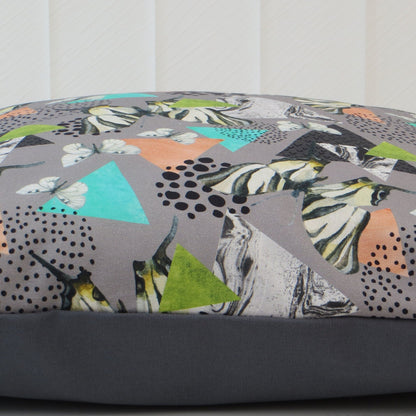 Butterfly Tropical Pattern Fabric - Handmade Zipped Cushion Cover (17inch x17inch)