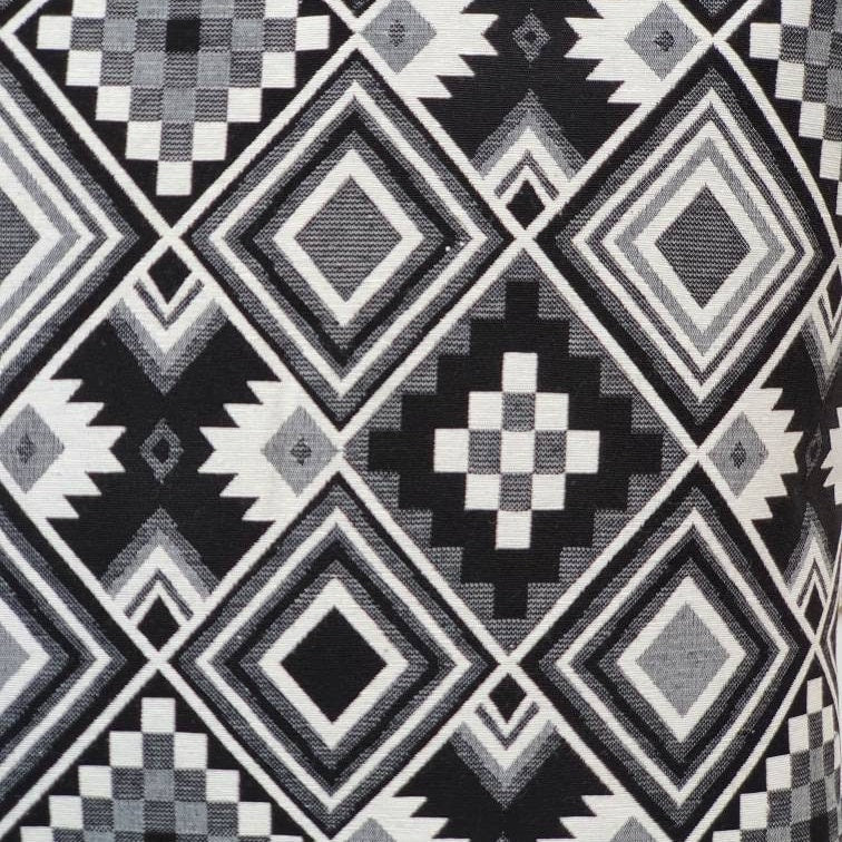 Monochrome Geometric Tapestry - Handmade Black & White Cushion Cover (18x18)