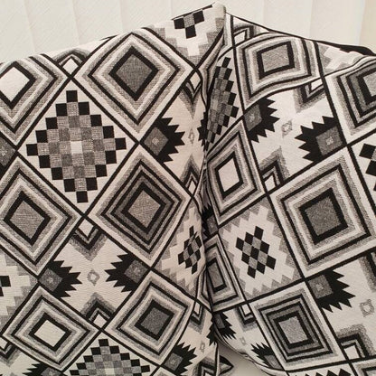 New World Patchwork - Handmade White & Black Zipped Cushion Cover (18x18)
