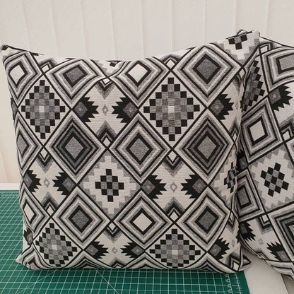 New World Patchwork - Handmade White & Black Cushion Cover (18x18)