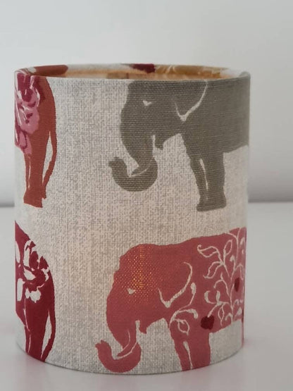 Elephant Fabric Battery Tea Light Lantern - Handmade 10cm Fabric Lantern
