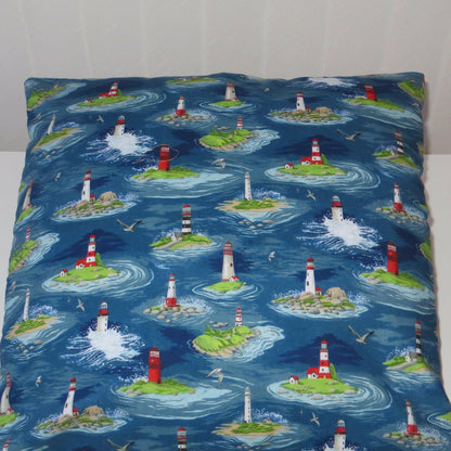 Seaside Lighthouse Waves  - Handmade Cushion Cover (17x17)
