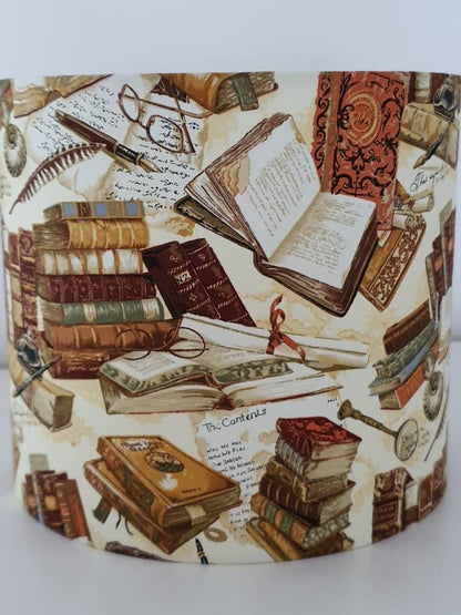 Library Books - Handmade 20cm Drum Lampshade