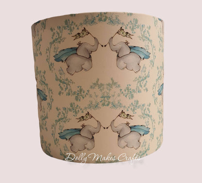 Flying Elephants Lampshade - Handmade 20cm Drum Lampshade