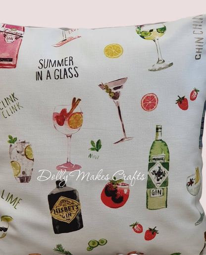 Happy Hour Cocktails - Handmade Cushion Cover (18x18)