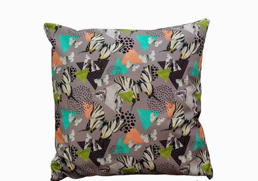 Butterfly Tropical Pattern - Handmade Zipped Cushion Cover (17x17)